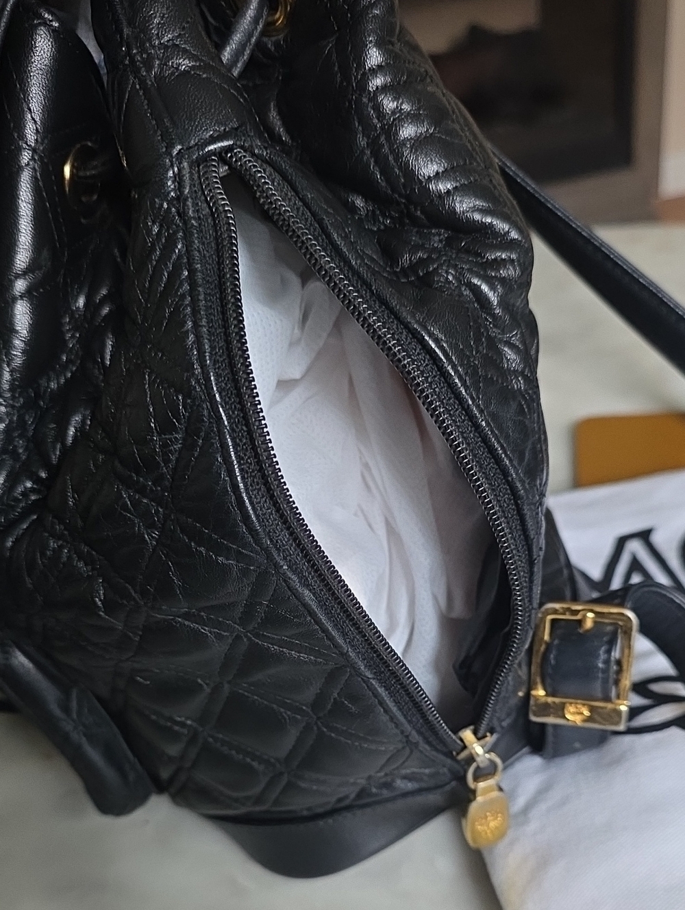 MCM Quilted Leather Black Backpack with Gold Hardware & Dustbag - Picture 16 of 16